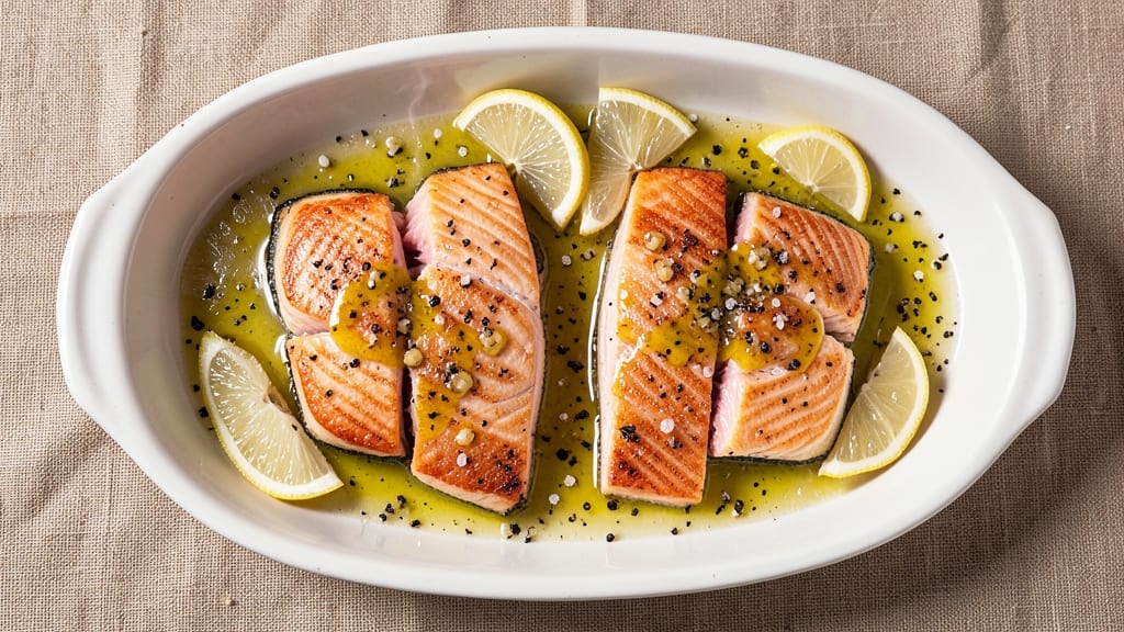 Natasha's Kitchen Baked Salmon Recipe: Lemon-Garlic Crisp Skin, Flaky Inside
