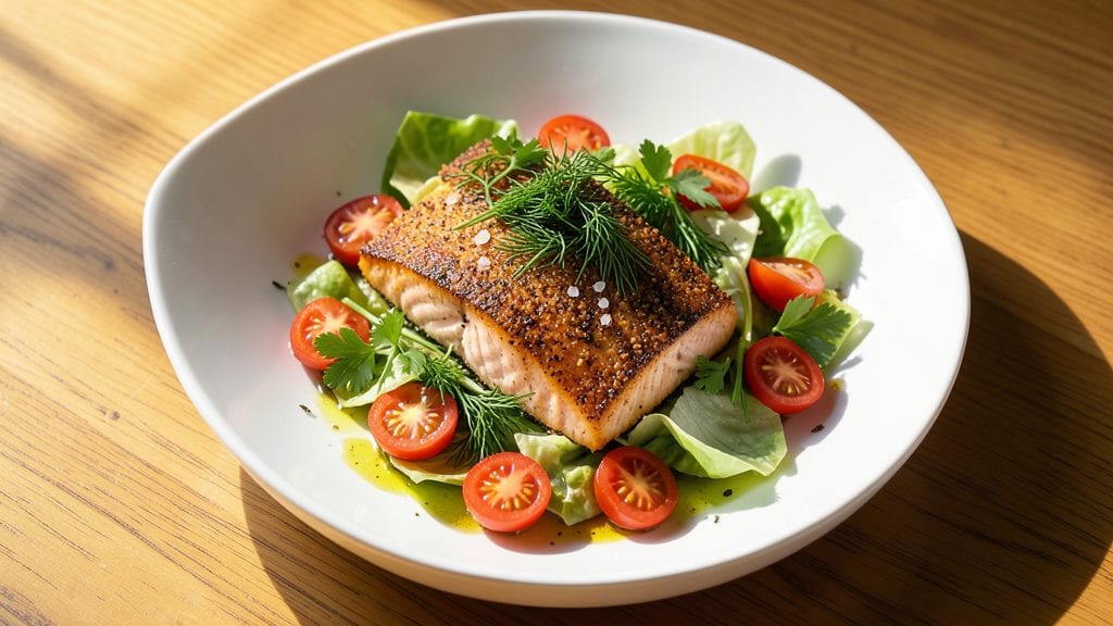 Barefoot Contessa's Salmon Salad Recipe: Crispy Cornmeal-Crusted Fillets Over Mixed Greens