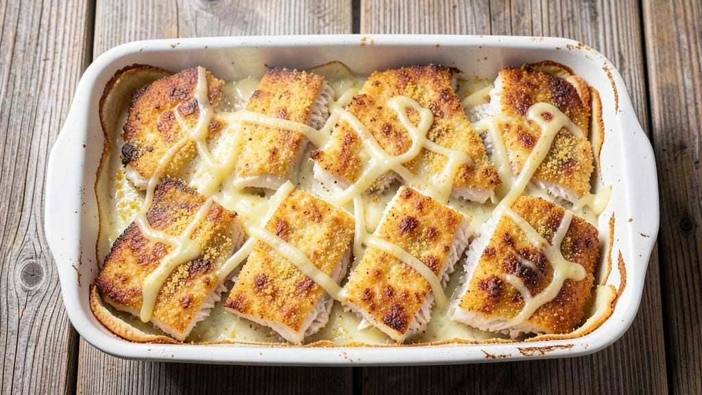 New England Baked Haddock Recipe: Crispy Cornmeal Crust with Melty Cheese Topping