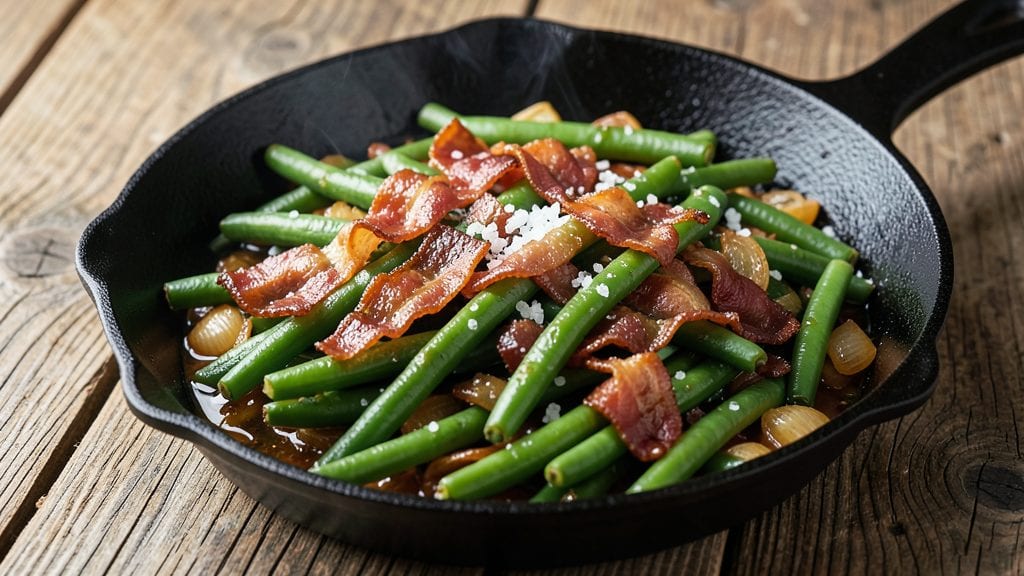 Old-Fashioned Southern Style Green Beans Recipe: Smoky Bacon and Vinegar-Kissed Crunch