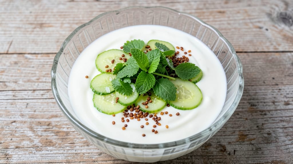 White Raita Recipe: Cooling Yogurt Dip With Fresh Mint and Cucumber Zing